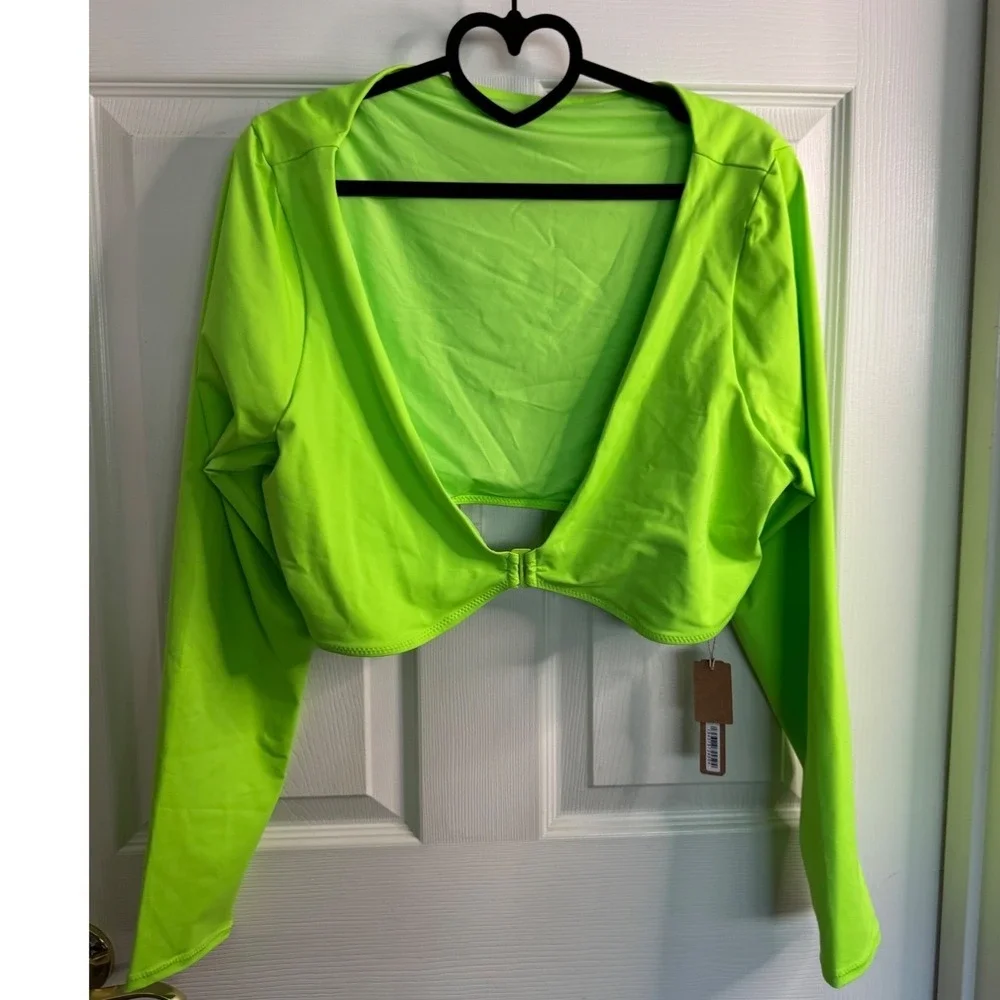 SKIMS Neon Green Recycled Swim Long Sleeve Shrug Top‎ 3X Cover Up